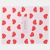 Gepersonaliseerde Monogram Hart Lolipop Valentijns Fleece Deken (Voorkant (Horizontaal))