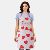 Gepersonaliseerde Monogram Hart Lolipop Valentijns Schort (Gedragen)