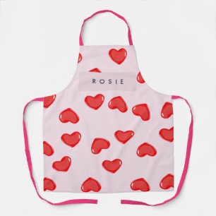 Gepersonaliseerde Monogram Hart Lolipop Valentijns Schort