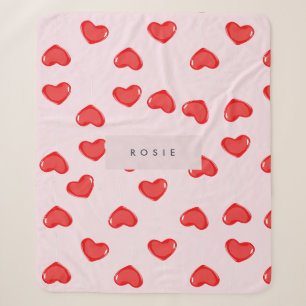 Gepersonaliseerde Monogram Hart Lolipop Valentijns Sherpa Deken