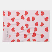 Gepersonaliseerde Monogram Hart Lolipop Valentijns Theedoek (Horizontaal)