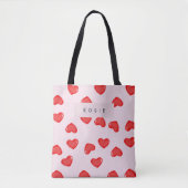 Gepersonaliseerde Monogram Hart Lolipop Valentijns Tote Bag (Voorkant)