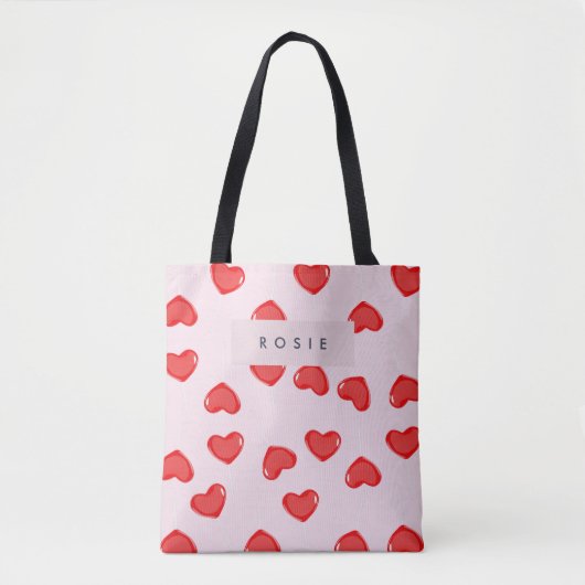 Gepersonaliseerde Monogram Hart Lolipop Valentijns Tote Bag (Voorkant)