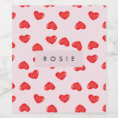 Gepersonaliseerde Monogram Hart Lolipop Valentijns Wijn Etiket (Enkel label)