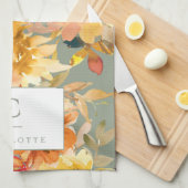 Gepersonaliseerde Monogram Herfst Herfst Floral Aa Theedoek (Quarter Fold)