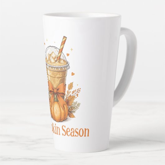 Gepersonaliseerde Monogram Herfst Herfst Pompoenko Latte Mok (Rechterhoek)