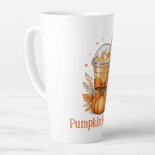 Gepersonaliseerde Monogram Herfst Herfst Pompoenko Latte Mok (Linkerhoek)