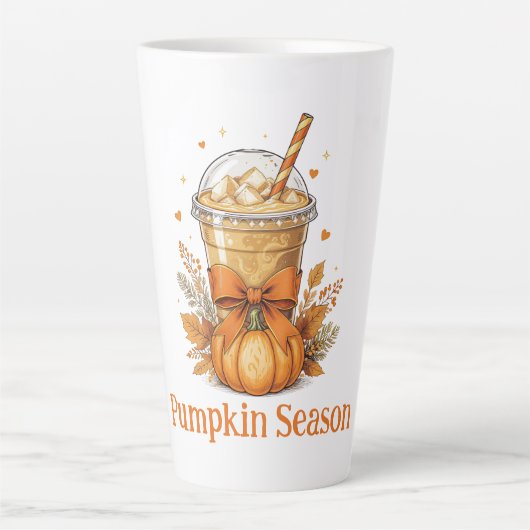 Gepersonaliseerde Monogram Herfst Herfst Pompoenko Latte Mok (Voorkant)