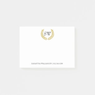 Gepersonaliseerde Monogram in Gold Wreath Professi Post-it® Notes