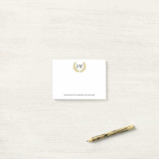Gepersonaliseerde Monogram in Gold Wreath Professi Post-it® Notes (Op bureau)