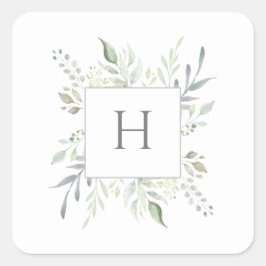 Gepersonaliseerde Monogram Initiaal Botanische Wat Vierkante Sticker