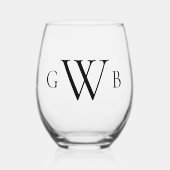 Gepersonaliseerde Monogram Initiaal Custom Classic Wijnglas Zonder Voet (Voorkant)