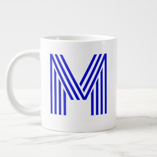 Gepersonaliseerde Monogram Initiaal & Naam | Grote Grote Koffiekop (Links)