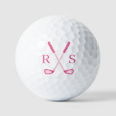 Gepersonaliseerde Monogram Initiaal Roze Golfballe Golfballen (Voorkant)