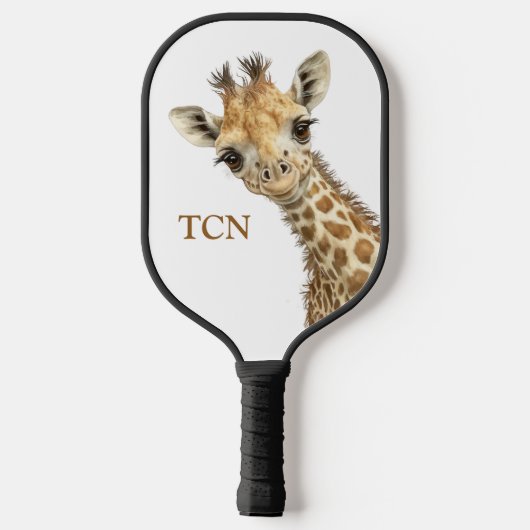 Gepersonaliseerde Monogram Initialen Giraffe Pickleball Paddle (Achterkant)