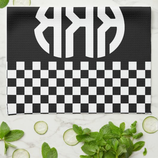 Gepersonaliseerde Monogram Initialen Keukendoek Theedoek (Gevouwen)