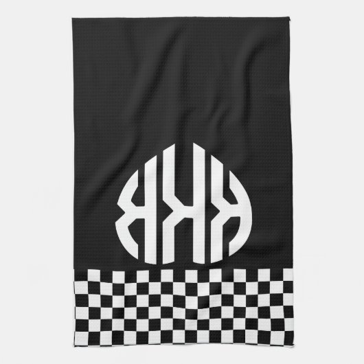 Gepersonaliseerde Monogram Initialen Keukendoek Theedoek (Verticaal)