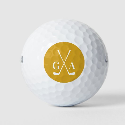 Gepersonaliseerde Monogram initialen met gekruiste Golfballen (Voorkant)