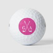 Gepersonaliseerde Monogram initialen met gekruiste Golfballen (Voorkant)