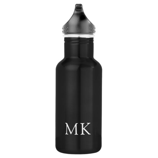 Gepersonaliseerde Monogram Initialen Modern White  Waterfles (Rechts)