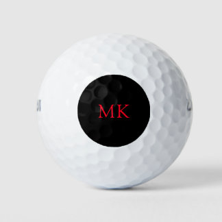 Gepersonaliseerde Monogram Initialen Modern Zwart Golfballen