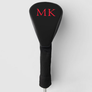 Gepersonaliseerde Monogram Initialen Modern Zwart Golfheadcover