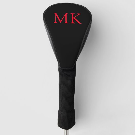 Gepersonaliseerde Monogram Initialen Modern Zwart Golfheadcover (Voorkant)