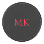 Gepersonaliseerde Monogram Initialen Modern Zwart Hockey Puck (Voorkant)