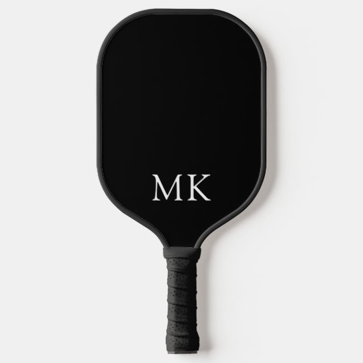 Gepersonaliseerde Monogram Initialen Modern Zwart Pickleball Paddle (Voorkant)