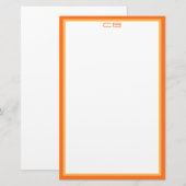 Gepersonaliseerde Monogram Initialen Oranje Rand Briefpapier (Voorkant / Achterkant)