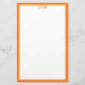 Gepersonaliseerde Monogram Initialen Oranje Rand Briefpapier (Voorkant)