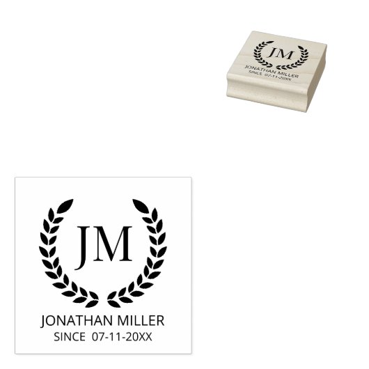 Gepersonaliseerde Monogram initialen Rubberstempel (Gestempeld)