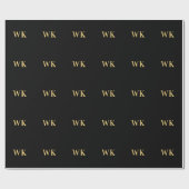Gepersonaliseerde Monogram Initialen Zwart en Goud Cadeaupapier (Vlak)