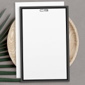 Gepersonaliseerde Monogram Initialen Zwart Grijs R Briefpapier