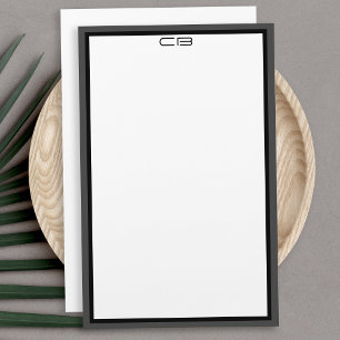 Gepersonaliseerde Monogram Initialen Zwart Grijs R Briefpapier