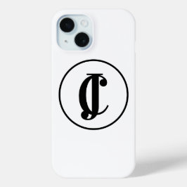 Gepersonaliseerde Monogram Initialen Zwart-wit iPhone 15 Case