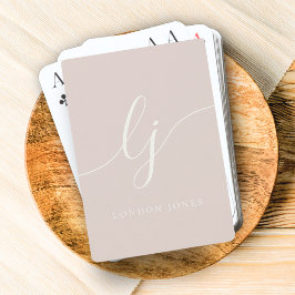 Gepersonaliseerde Monogram Kalligrafie Vrouwelijk  Pokerkaarten