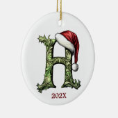 Gepersonaliseerde Monogram Kerst Ornament (Rechts)