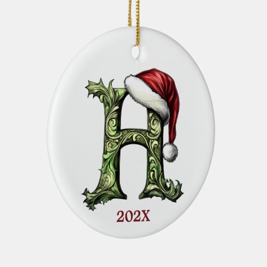 Gepersonaliseerde Monogram Kerst Ornament (Rechts)