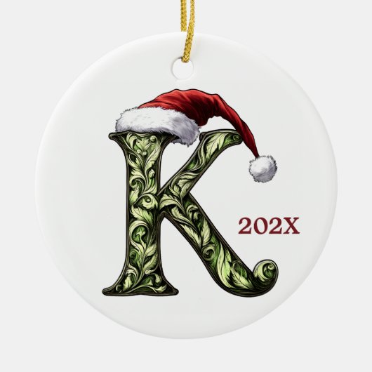 Gepersonaliseerde Monogram Kerst Ornament (Voorkant)