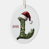Gepersonaliseerde Monogram Kerst Ornament (Rechts)