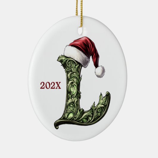 Gepersonaliseerde Monogram Kerst Ornament (Rechts)