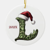 Gepersonaliseerde Monogram Kerst Ornament (Voorkant)