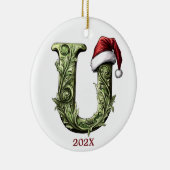 Gepersonaliseerde Monogram Kerst Ornament (Rechts)