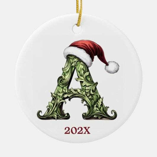 Gepersonaliseerde Monogram Kerst Ornament (Voorkant)