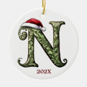 Gepersonaliseerde Monogram Kerst Ornament (Voorkant)
