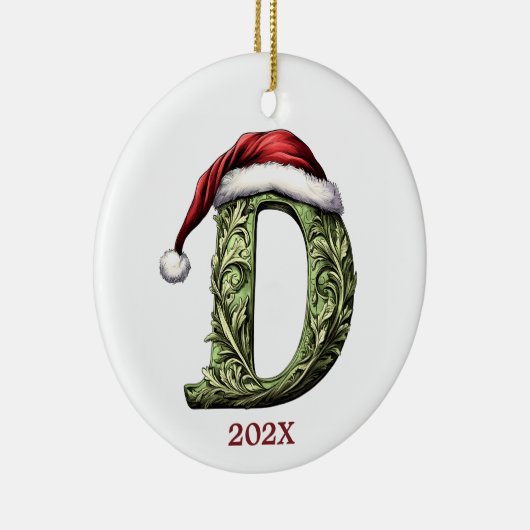 Gepersonaliseerde Monogram Kerst Ornament (Rechts)