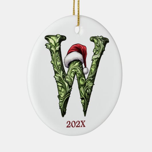Gepersonaliseerde Monogram Kerst Ornament (Rechts)