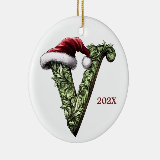 Gepersonaliseerde Monogram Kerst Ornament (Rechts)
