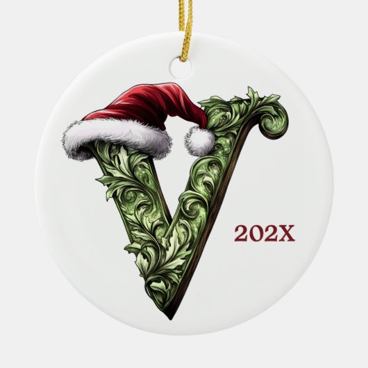 Gepersonaliseerde Monogram Kerst Ornament (Voorkant)
